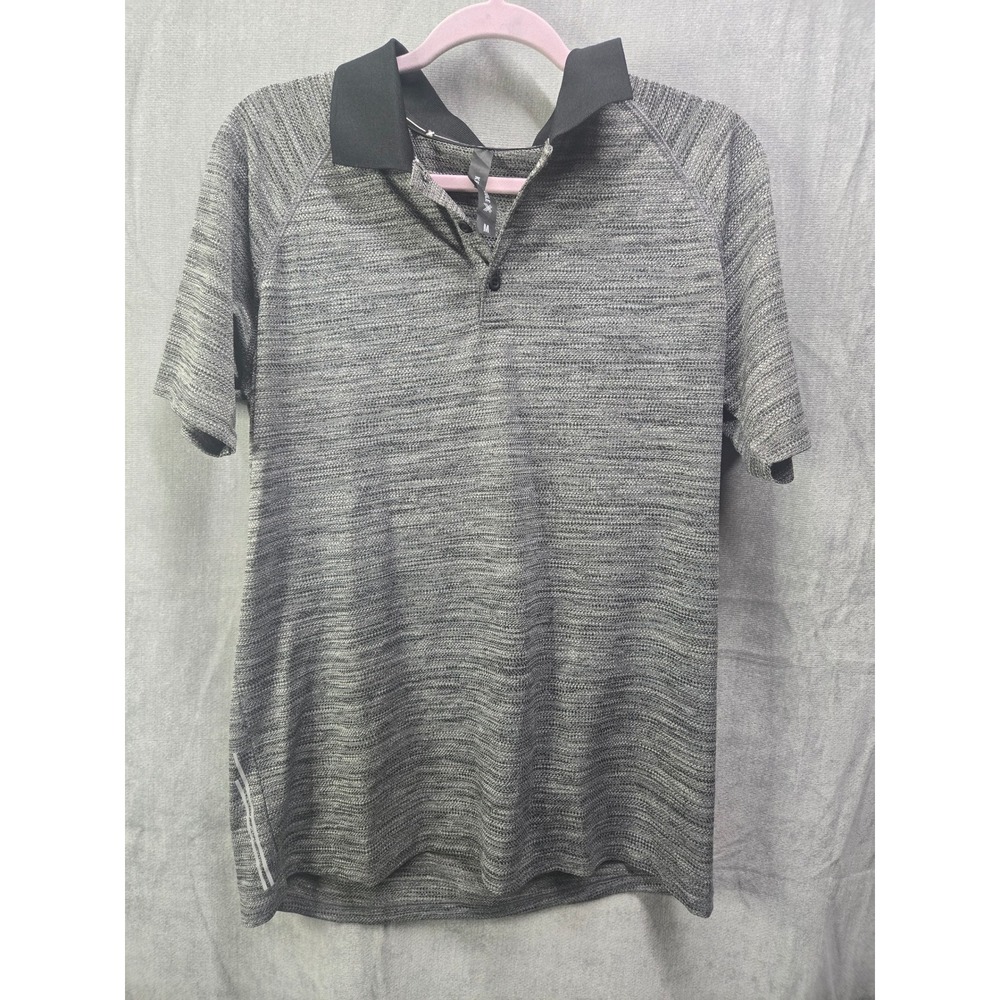 Kenneth Cole Mens Grey Space Dye Performance Polo Shirt UPF40+ MoistureWicking M